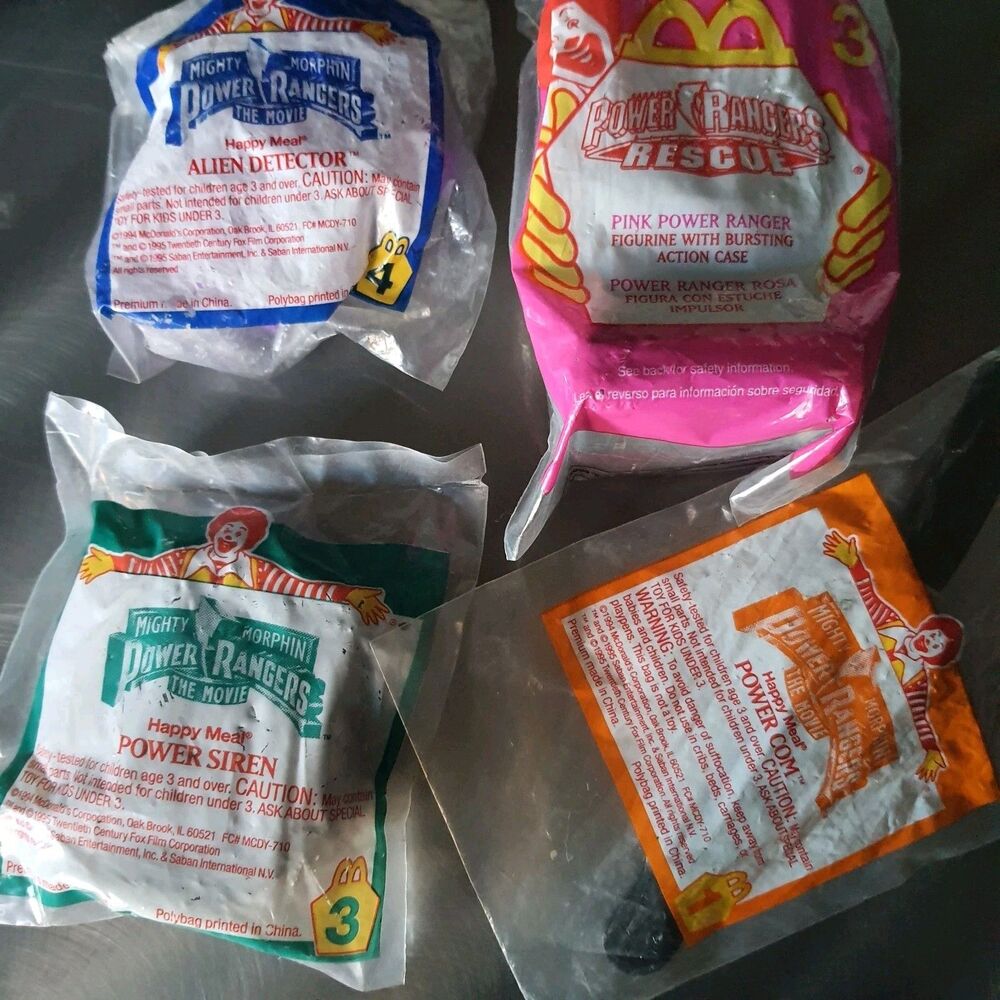 Lot Of 4 McDonalds Happy Meal Toys Mighty Morphin Power Rangers Movie Pink Range